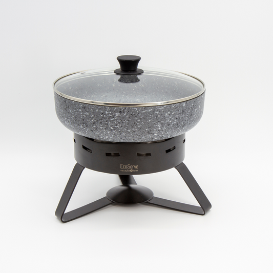 Plat rond antiadhésif en aluminium de qualité supérieure pour EcoServe, petit format – Gris arctique